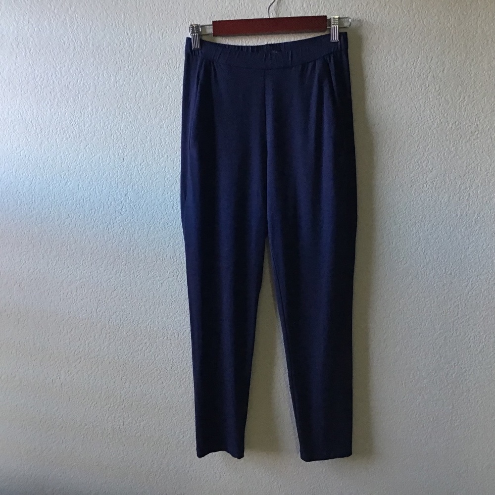 Eileen Fisher Stretch Jersey Knit Slouchy Blue Pants EUC